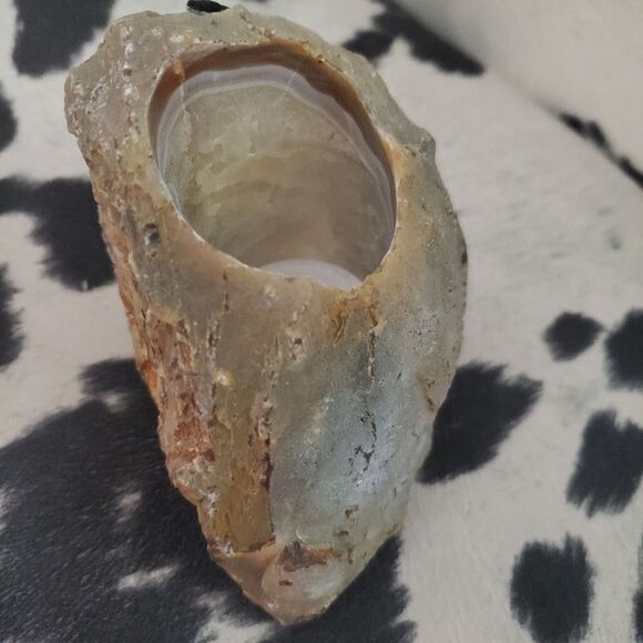 Raw brown agate candle holder - Picture 2 of 2